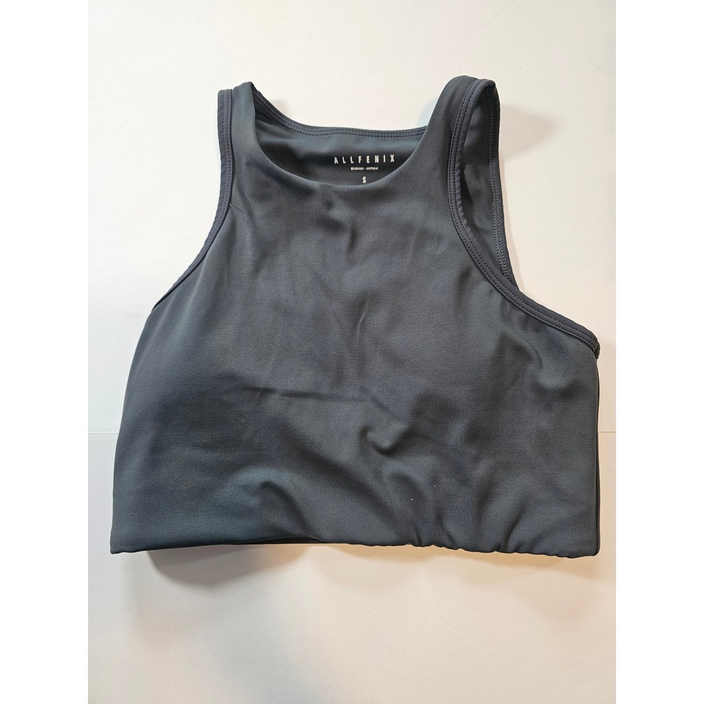 Allfenix‎ High Neck Sports Bra Womens Small Charcoal Grey Activewear